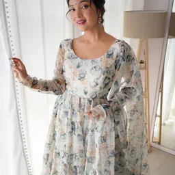 kedar fab Printed Georgette Stitched Anarkali Gown image 2