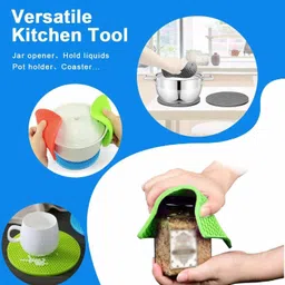 rabbonix 4 Piece Silicone Pot Holder, Trivet Mats for Hot Dishes, Heat Resistant Pads Multipurpose, Multicolor, Non-Slip, Flexible & Durable, Food Safe Jar Opener Gripper Anti Slip Trivet image 3