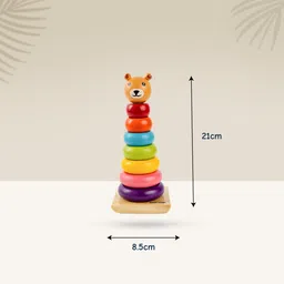 baby yank Wooden Stacking Toys Bear, Ring Stack Toy Montessori Toy Set for Baby, Toddler image 2