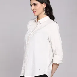 allen solly Women Regular Fit Self Design Casual Shirt image 3