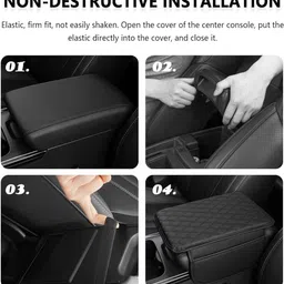 whipbird Upgraded Microfiber Leather Car Armrest Cover Cushion with 2 Side Storage Bags, Car Armrest Pad Cushion image 4