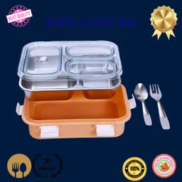 moira international Compartment -3 Sealed Leak Proof Stainless Steel For Kid's & Adult_REG102 3 Containers Lunch Box-picture-38
