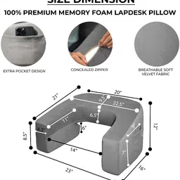 etonwall Foam Cushion Pack of 1 Solid Ergonomic Lap Desk Pillow for Laptop, Kids Study, Gaming & Reading image 3