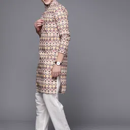indo era Men Printed Cotton Blend Straight Kurta image 3