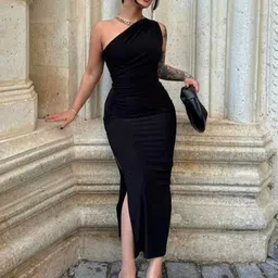 shivashcloset Women Bodycon Black Maxi/Full Length Dress-picture-21