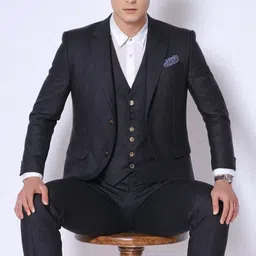 rishabh and ashutosh Men Single Breasted - 2 button Textured Suit-picture-27