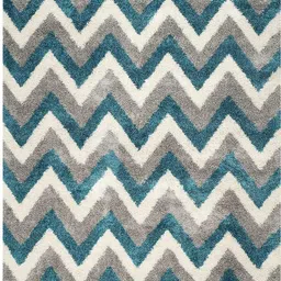 sr handloom Grey, Light Blue Polyester Carpet image 5