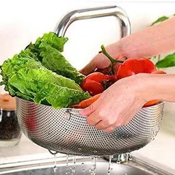 inllex Kitchen Colander Drain Basket Rice Pulses Fruits Vegetable Noodles Pasta Washing Bowl Colander image 2