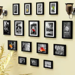 random Black Engineered Wood Set of 16 Collage Photo Frames image 1