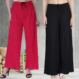 irha Pack of 2 Women Regular Fit Multicolor Viscose Rayon Trousers-picture-17