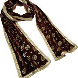navti creations Velvet Embellished Maroon, Gold Men Dupatta image 3