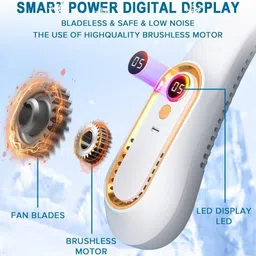 Sampri Portable USB Neck Fan Hands Free Bladeless 3 Speeds Outdoor and Indoor Rechargeable Neck Fan USB Fan image 2