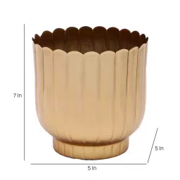 amaya decors Striped Gold Flower Pot Set of 2 image 3