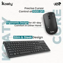 Koaty Core CW125 Multimedia Wireless Keyboard & Mouse, Soft Typing, Full Size Combo Set image 5
