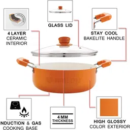 nirlon Non Stick Induction Based Ceramic Casserole with Glass Lid Cook and Serve Casserole image 3