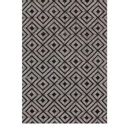 dazzhome Black & Brown Hair On Leather Geometrical Hand Woven 8ftX10ft Carpet image 2