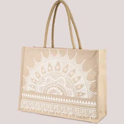dazzle Women Beige, White Tote image 4