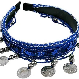 vritraz Women Party Blue, Gold Fabric, Metal Belt image 4