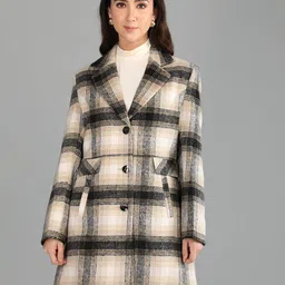 honnete 100 % Polyester Checkered Coat For Women image 4