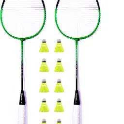 cloverbyte Booster Standard Set Of 2 Badminton Racquets With 10 Piece Of Nylon Shuttlecocks Badminton Kit image 1