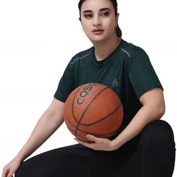 nd Women Solid Round Neck Polyester Dark Green T-Shirt image 5