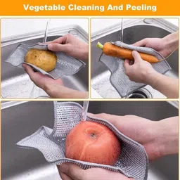 sk rayan Non-Scratch Wire Dishcloth & kitchen, Easy Rinsing,Reusable,Sinks Wet and Dry Iron Cleaning Cloth image 2