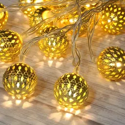 kavyashine 10 LEDs 3 m Gold Steady Ball Rice Lights image 3