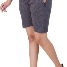 Printed Women Grey Regular Shorts-image-38
