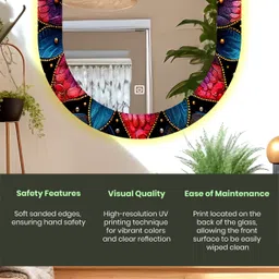 flipkart perfect homes 17.5X23.5 inch Capsule Multi color UV Printed LED Mirror Bathroom Mirror image 4