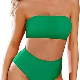 mon fashion collection Solid Women Bikini Green Swimsuit-picture-18