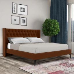 casacraft from pepperfry Noa Upholstered Queen Size Bed In Dark Brown Color-picture-15