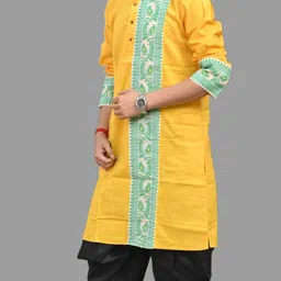 sumit online Men Self Design Pure Cotton Straight Kurta image 2
