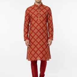 Men Cotton Silk Kurta Pyjama Set-image-1