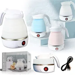 eshoppers Travel Folding Electric Kettle - Fast Boiling - Food Grade Silicone - Beautiful Design Collapsible, Portable, Foldable - Boil Dry Protection - 800W - Dual Voltage 100v/120v - 220v/240v - White Electric Kettle image 3