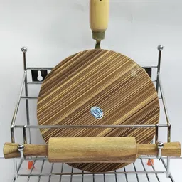 home shin plus Chakla/Belan Kitchen Rack 5-in-1 Chakal Belan Tawa Chimta Lighter Stand Steel-picture-19