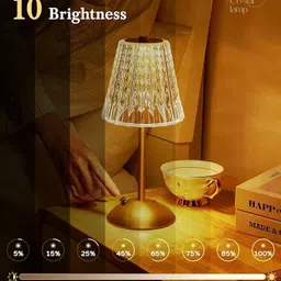 elephantboat Vintage LED Crystal Desk Lamp Cordless Rechargeable Touch Dimmable Night Light Table Lamp image 2