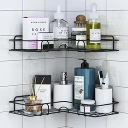 dxdt Multipurpose L Shape (Pack of 2) Wall Mounted Corner Shelf/Self Adhesive Stainless Steel Wall Shelf-picture-24