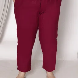 prin fashion house Women Regular Fit Maroon Pure Cotton Trousers-picture-19