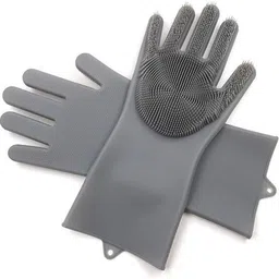 nksnimystore Silicone Dishwashing Reusable Cleaning Scrubber Gloves125 Wet and Dry Disposable Glove image 1