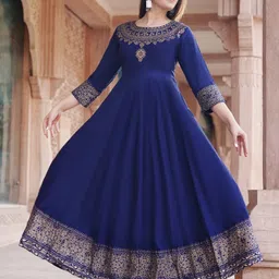 Women Printed Cotton Blend Anarkali Kurta With Attached Dupatta-image-19