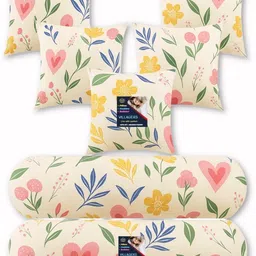 villagers Microfibre Bolster Pack of 7 Floral 5 Cushion and 2 Bolster-picture-37
