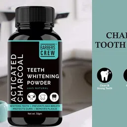 barbers crew 7 AM Teeth Whitening Charcoal Powder | Gutka Stain and Yellow Teeth Remove- Teeth Whitening Kit image 3