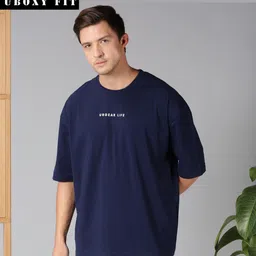 urgear Men Printed Round Neck Cotton Blend Dark Blue T-Shirt-picture-16