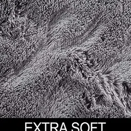 aaho decor Grey Solid Polyester 5x5 Feet Machine Made Shaggy Round Carpet image 4