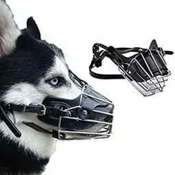 om zee Dog Steel muzzle with Adjustable Strap for Anti Biting Dog Medium Strips Dog Muzzle-picture-24