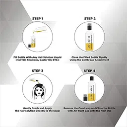 MeeTo pvc Hair Root Applicator Bottle/Oil Applicator Bottle For Scalp With Comb Cap For Applying Hair Oil Shampoo And Medicine 120 Ml/Root Bottle, Pack Of 2, White image 5