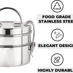 kuber industries Clipper Tiffin, Food grade Stainless Steel ,2 Pcs 2 Containers Lunch Box image 3