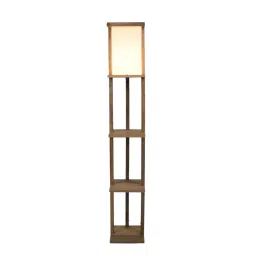sapphire Damien White Cloth Shade Shelf Floor Lamp With Mango wood Base image 5