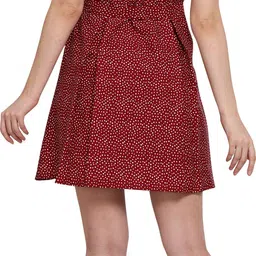 houseofcommon Women Skater Maroon Above Knee/Mid Thigh Length Dress image 4
