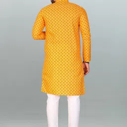 freluro Men Printed, Self Design Cotton Blend, Polyester Straight Kurta image 2